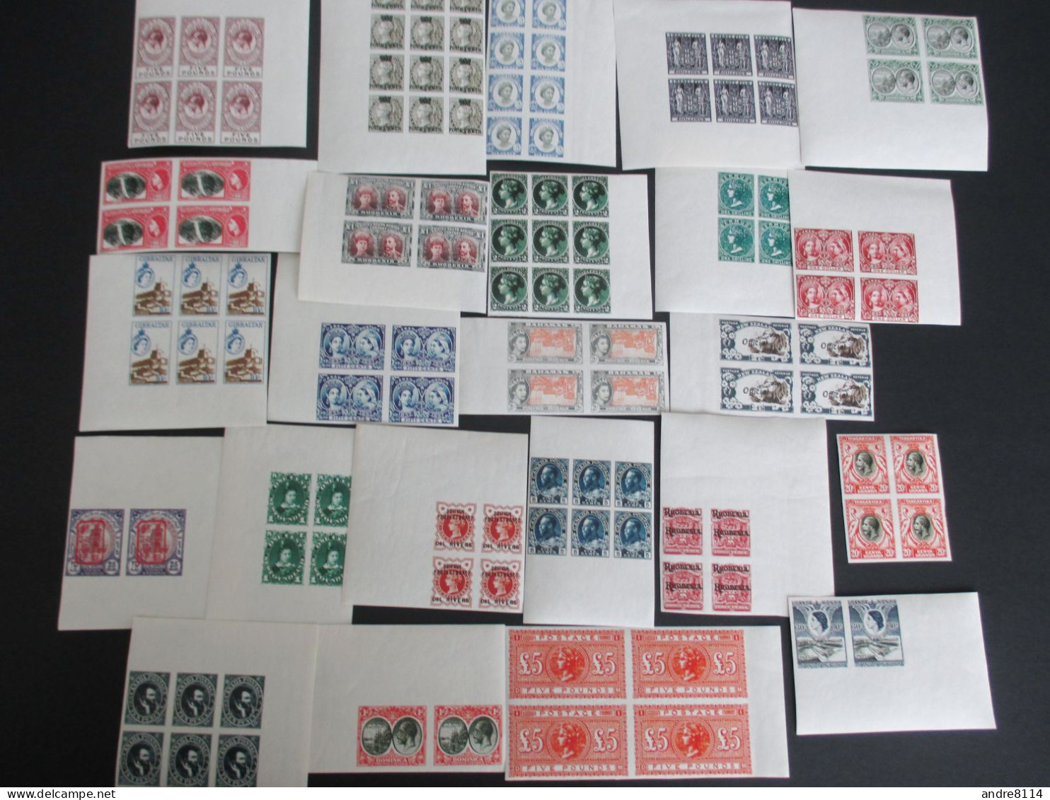 Lot Of Various Countries Blocks Being A Hialeah Reproduction Issue On Thick Paper Gummed Page For Study Only 4 RS - Fantasy Labels