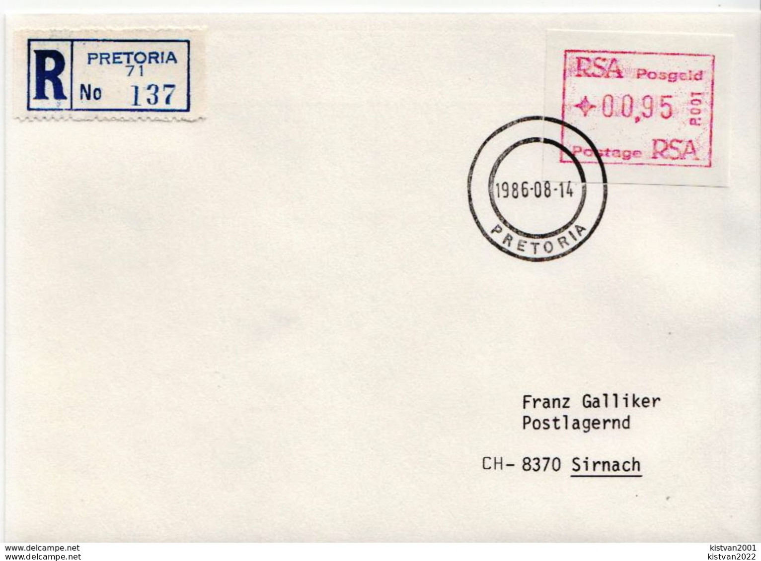 Postal History: South Africa Cover With Machine Stamp - Frankeervignetten (Frama)