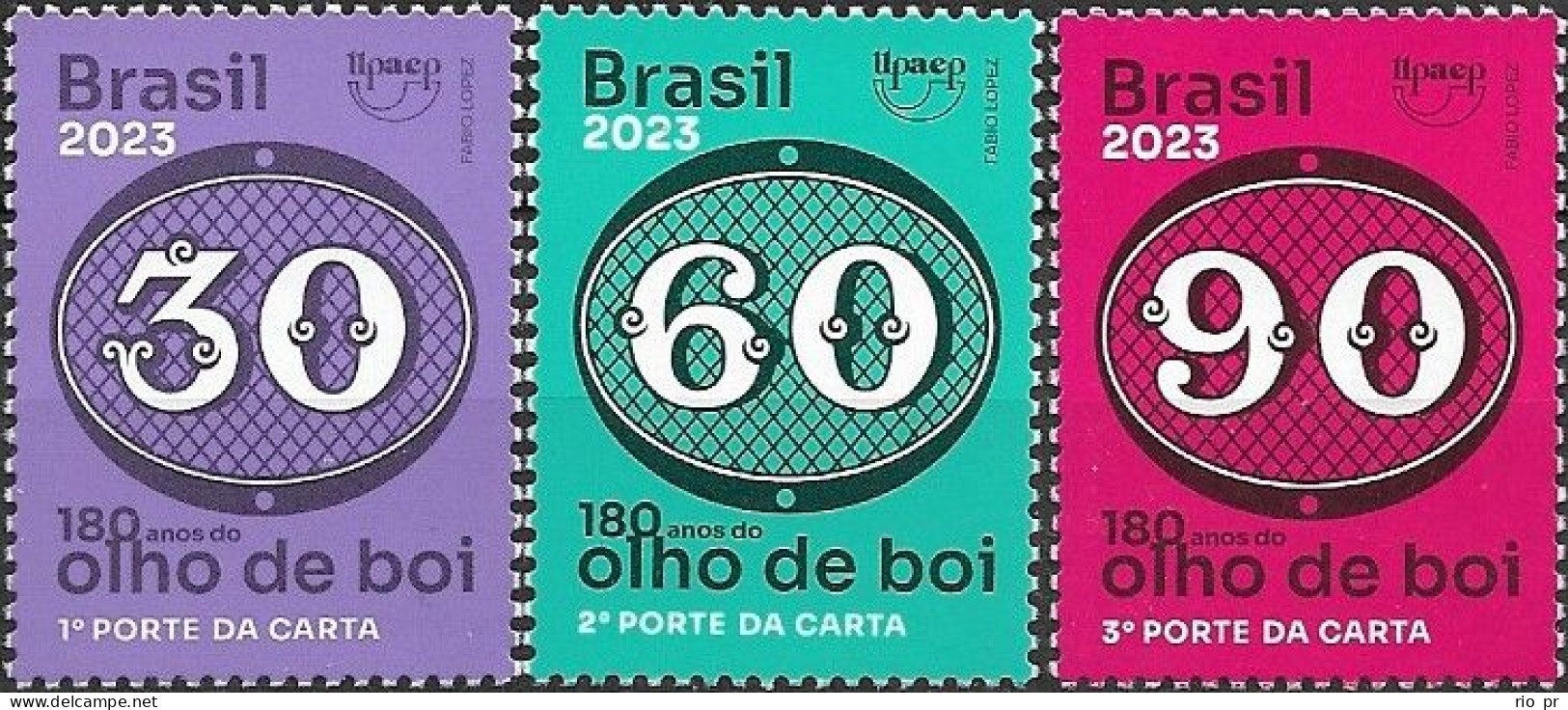 BRAZIL - COMPLETE SET 180 YEARS OF BULL'S EYE, 1st BRAZILIAN STAMPS (UPAEP ISSUE) 2023 - MNH - Francobolli Su Francobolli