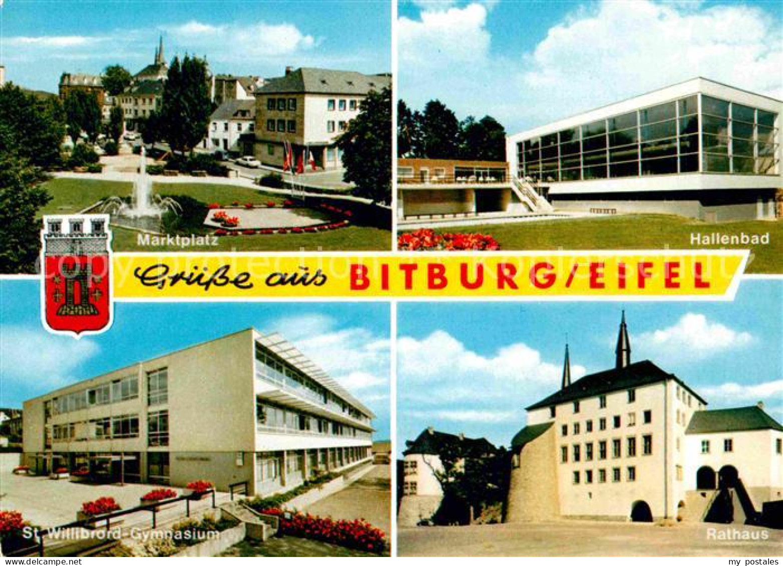 72698048 Bitburg Marktplatz Hallenbad Gymnasium Rathaus Bitburg - Bitburg