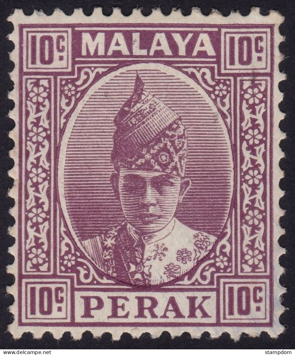 PERAK 1938 10c Sc#90 - MH Disturbed Gum @P982 - Perak