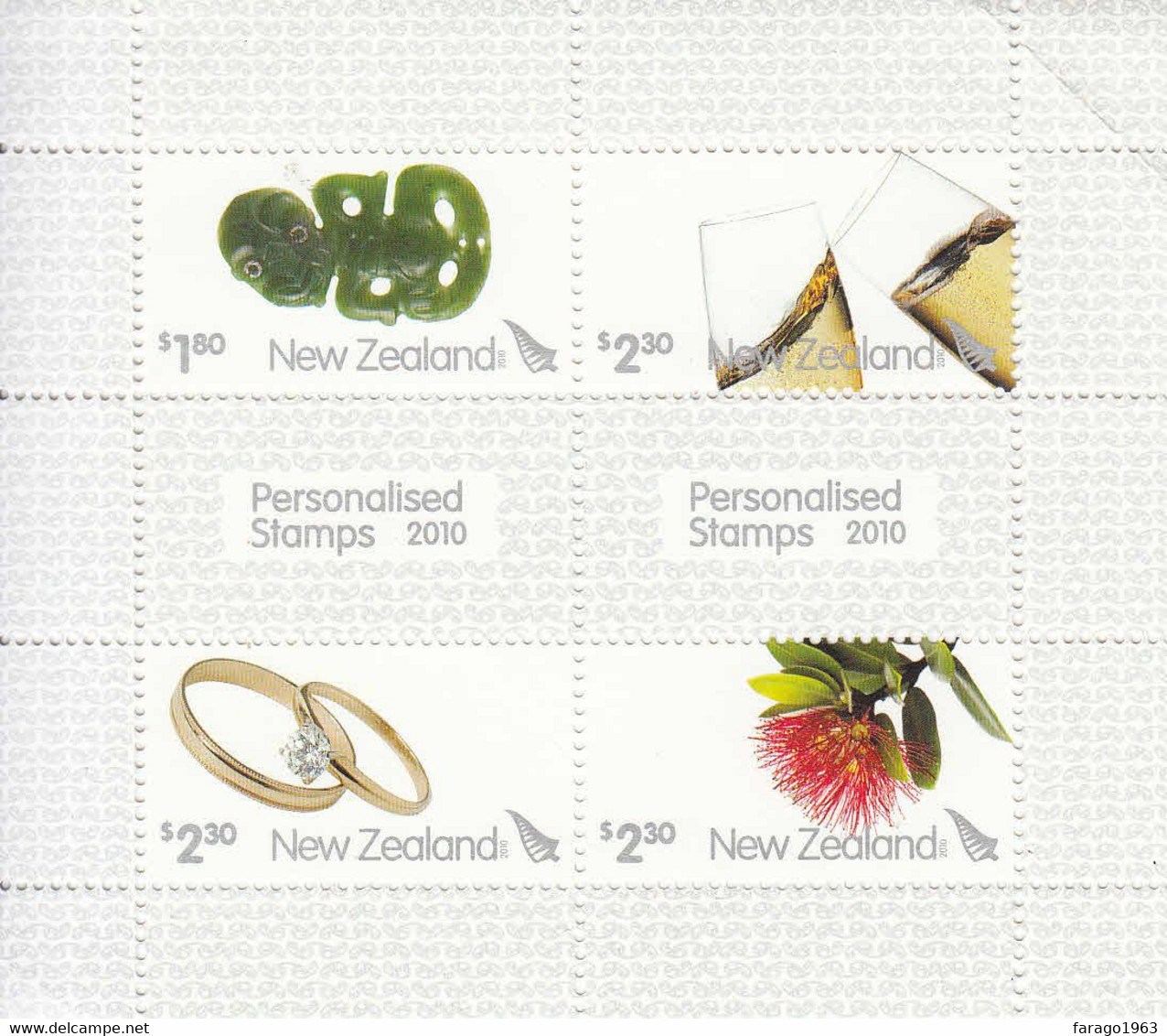 2010 New Zealand Greetings Wine Jewellery SILVER  Souvenir Sheet MNH @ BELOW FACE VALUE - Neufs