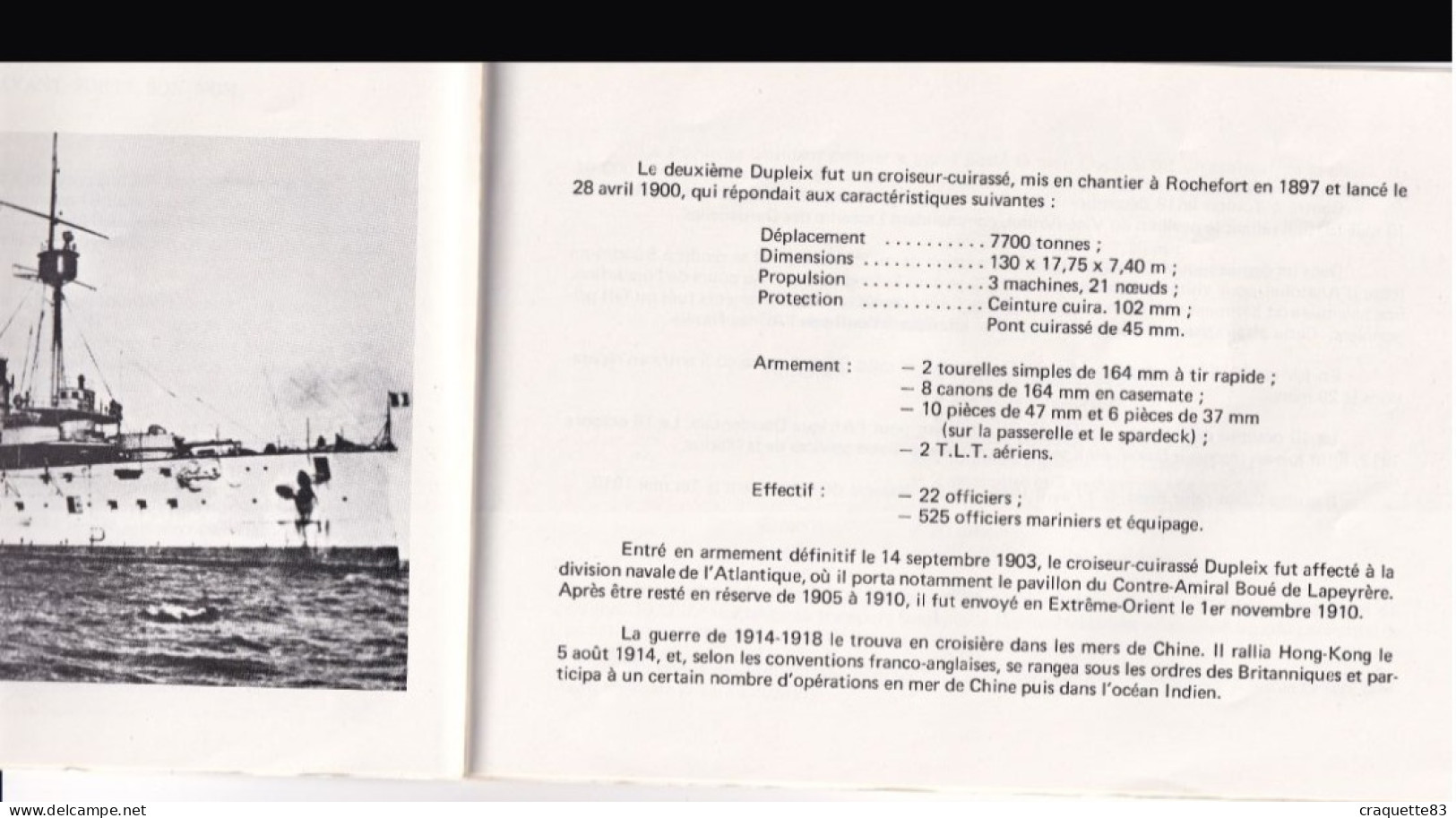 La CORVETTE A.S.M.  "DUPLEIX"  HISTORIQUE   IMP D.C.A.N. BREST - Schiffe