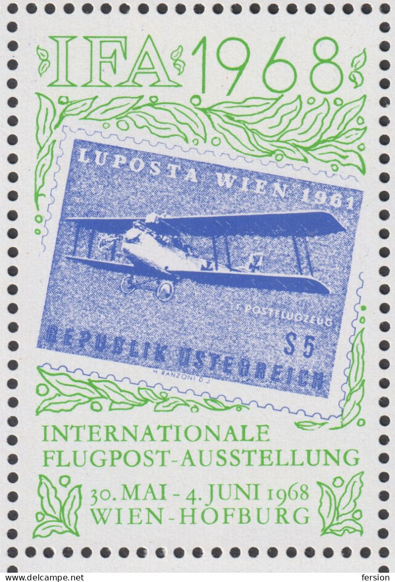 AUSTRIA 1968 philatelist memorial sheet exhibition WIEN IFA airplane rocket Lemberg Kiew Kyiv  Ukraine Krakow Poland