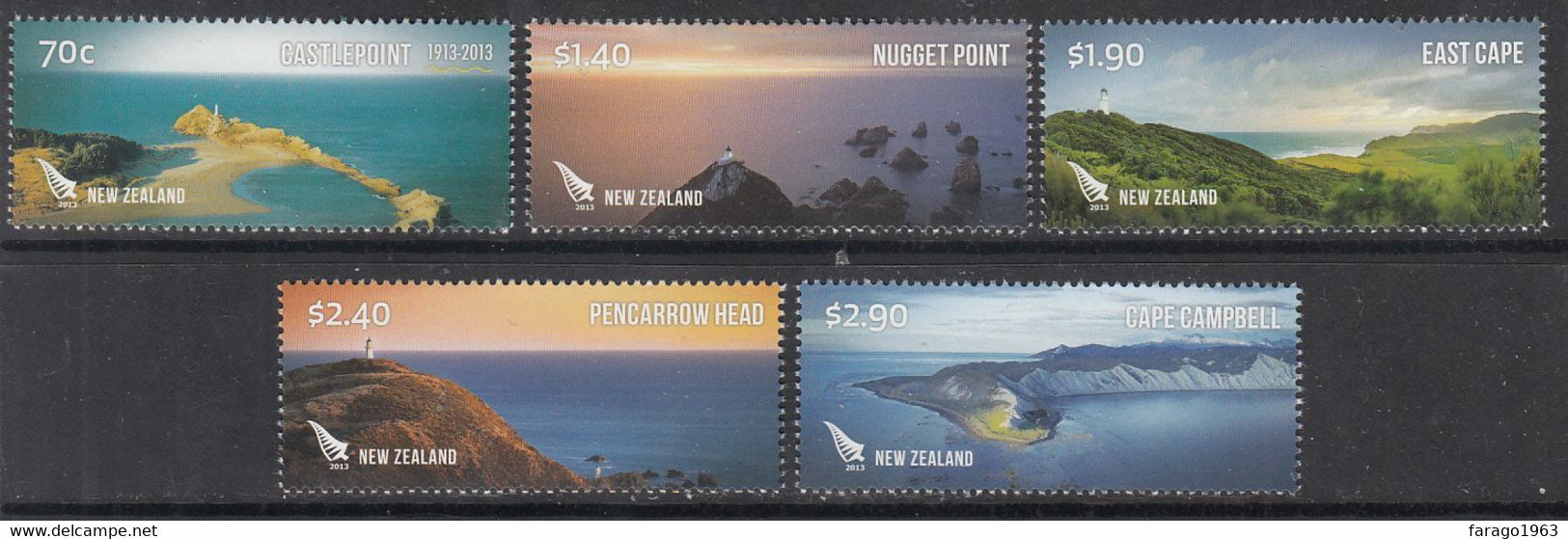 2013 New Zealand Lighthouses Complete Set Of 5 MNH @ BELOW FACE VALUE - Unused Stamps