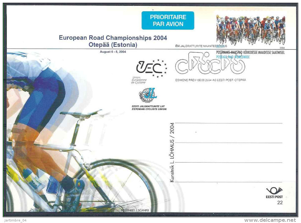 2004 ESTONIE Entier Postal Cyclisme, Championnat Européen - Estland