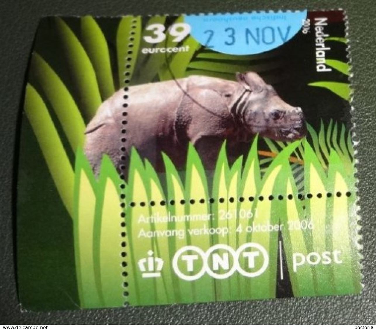 Nederland - NVPH - 2241j - 2006 - Gebruikt - Used - Bedreigde Dieren - Indische Neushoorn - Tabs - Usati