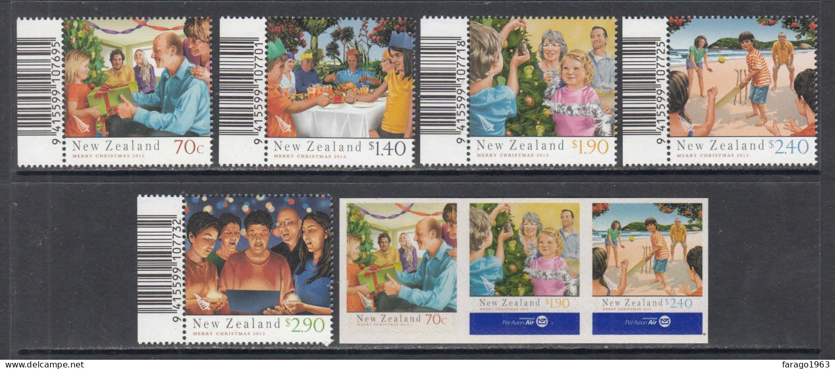 2013 New Zealand Christmas Noel Cricket  Complete Set Of 8 MNH @ BELOW FACE VALUE - Neufs