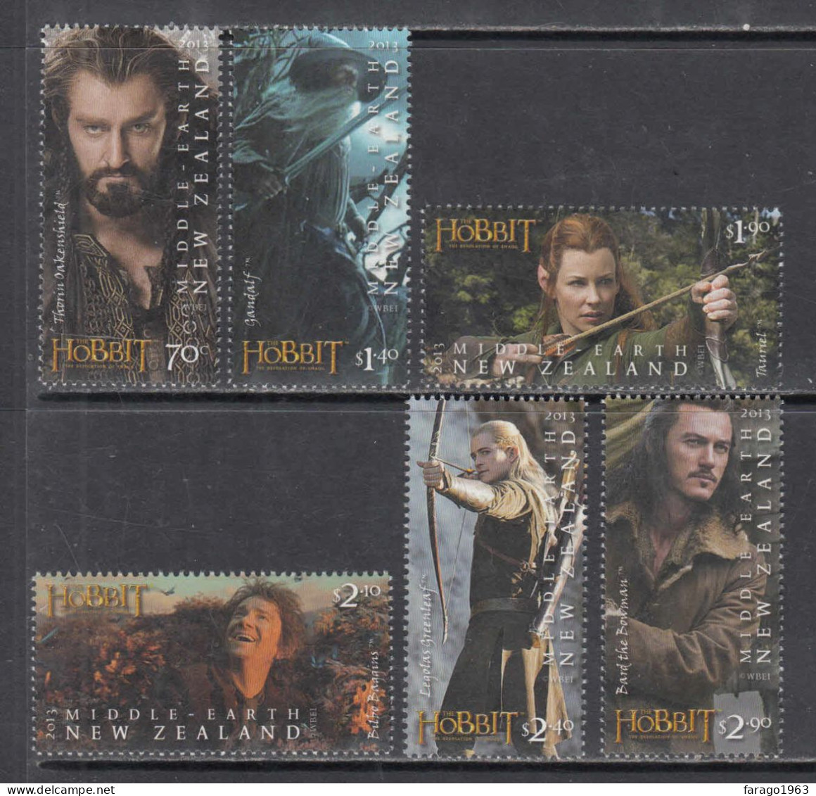 2013 New Zealand The Hobbit Movies Films Tolkien Complete Set Of 6 MNH @ BELOW FACE VALUE - Nuevos