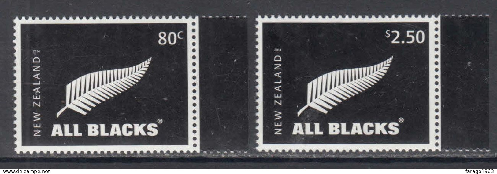 2014 New Zealand All Blacks Rugby Complete Set Of 2 MNH @ BELOW FACE VALUE - Unused Stamps