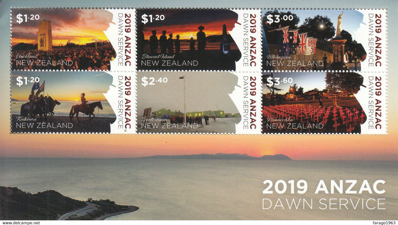 2019 New Zealand Anzac Dawn Service Horses Flags Antarctica Souvenir Sheet MNH @ BELOW FACE VALUE - Ungebraucht