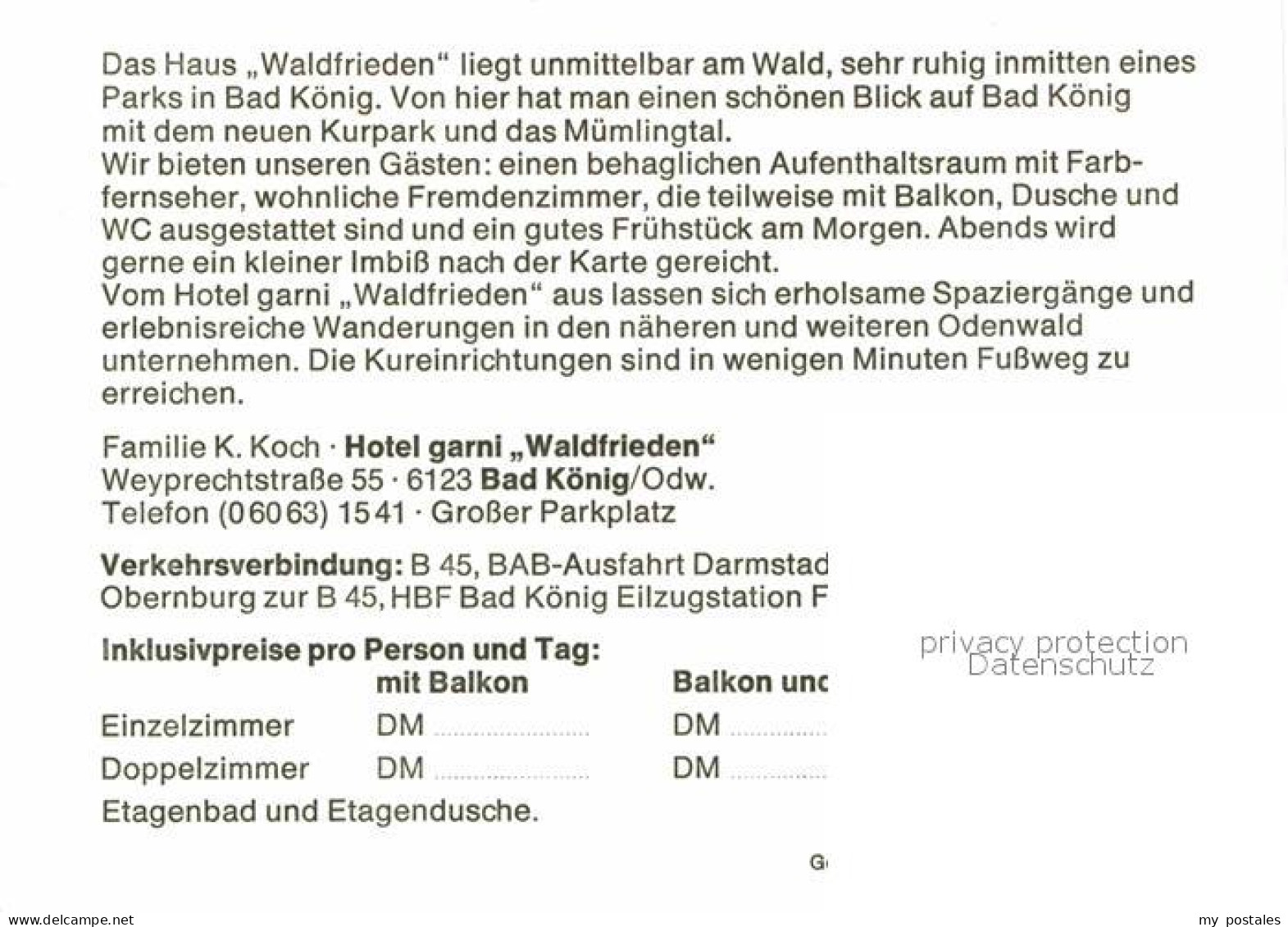 72693854 Bad Koenig Odenwald Hotel Garni Waldfrieden  Bad Koenig - Bad König