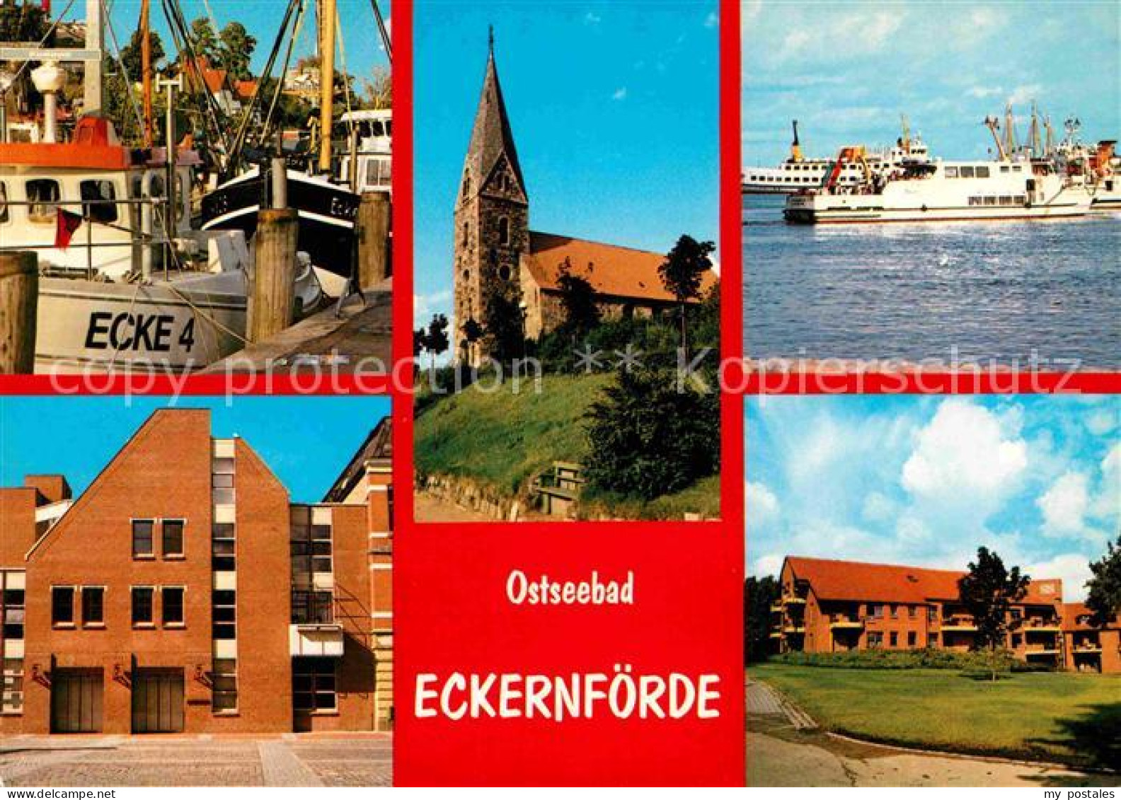 72692863 Eckernfoerde Hafen Fischkutter Faehre Kirche Gaeude Eckernfoerde - Eckernfoerde