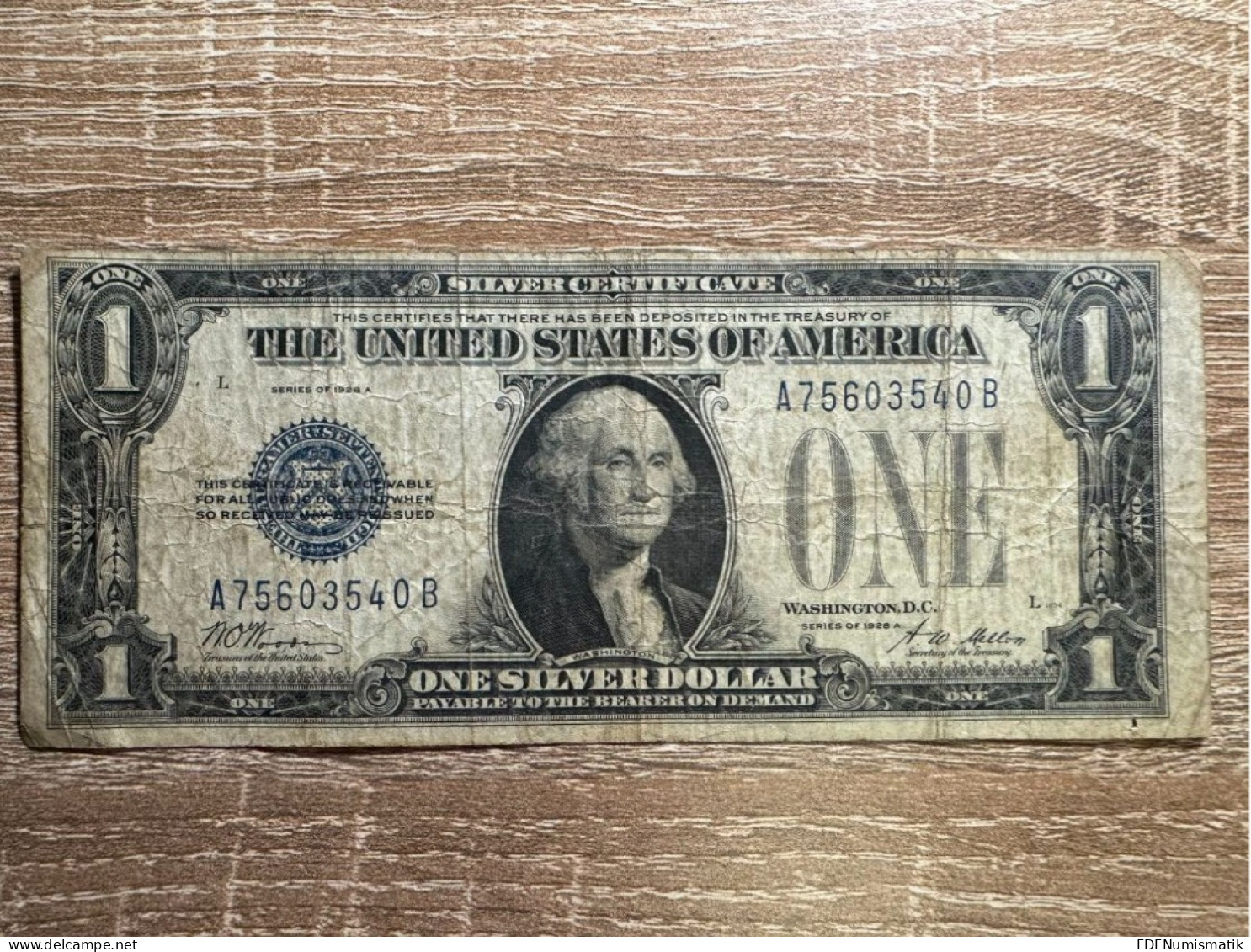 USA. 1 Dollar Silver Certificate ，F Condition，1928A - Certificaten Van Zilver (1928-1957)