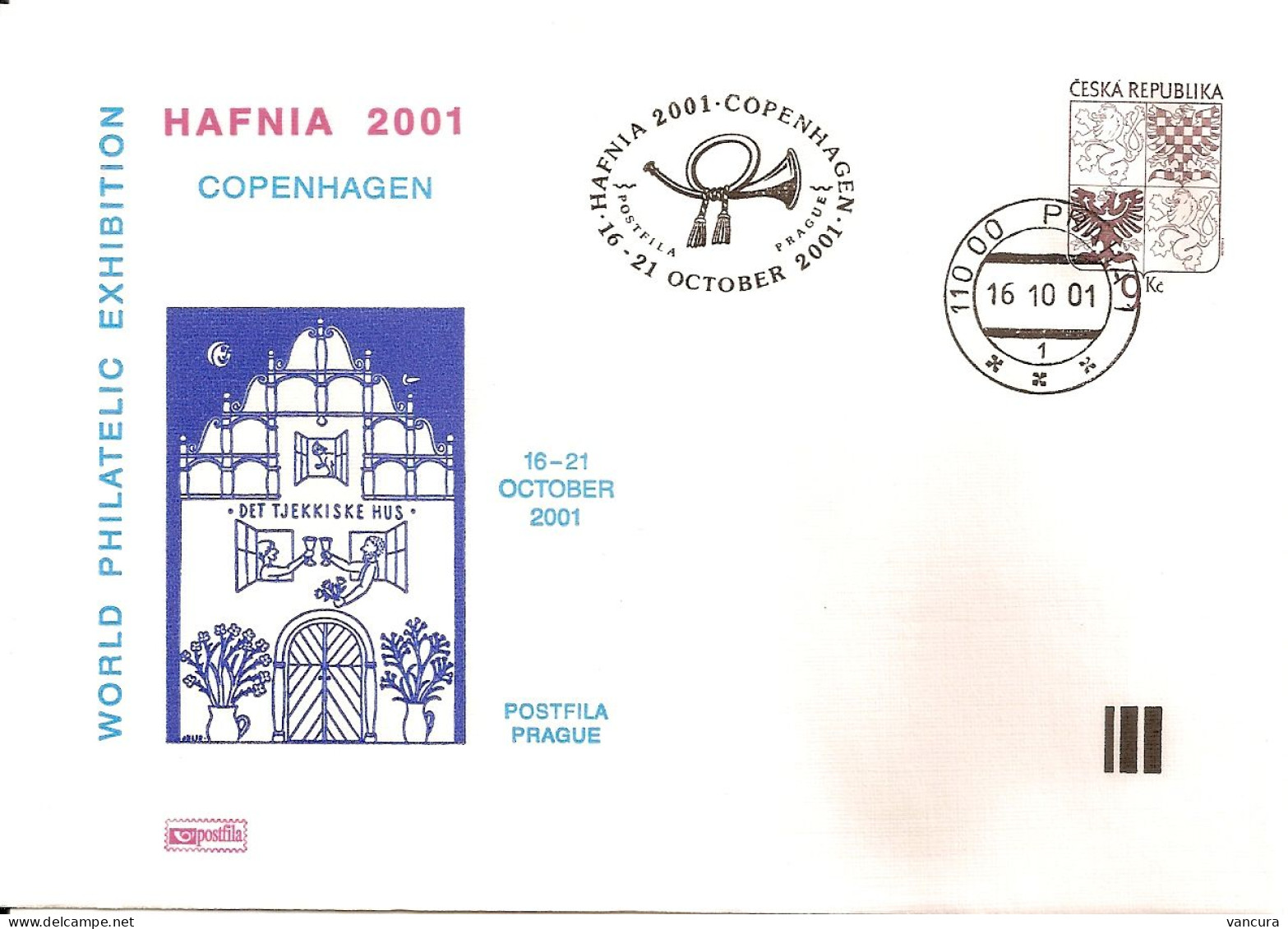 COB A 75 Czech Republic Hafnia Stamp Exhibition 2001 NOTICE POOR SCAN, BUT THE COVER IS FINE! - Sobres