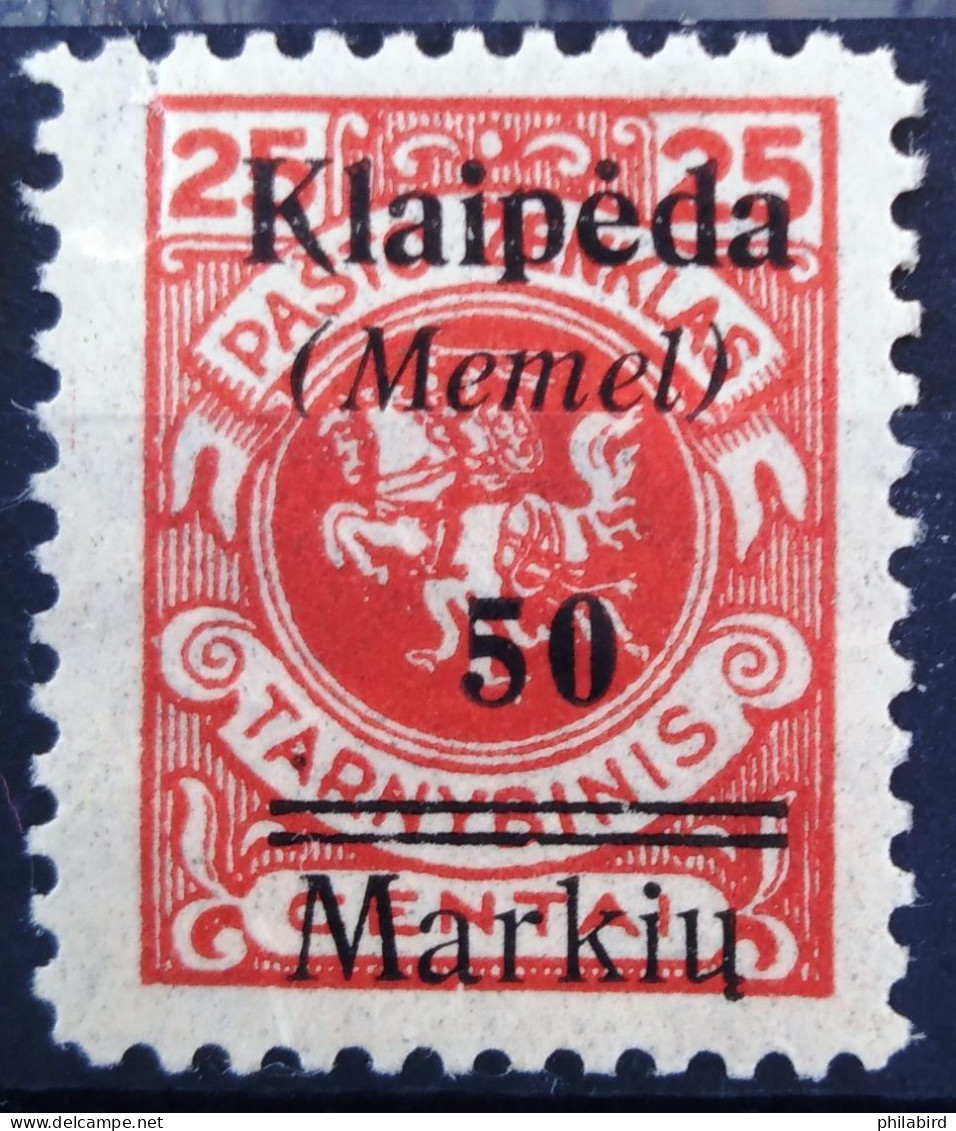 MEMEL - KLAIPEDA                          N° 138     (Cat. Michel)                       NEUF* - Memel (Klaïpeda) 1923