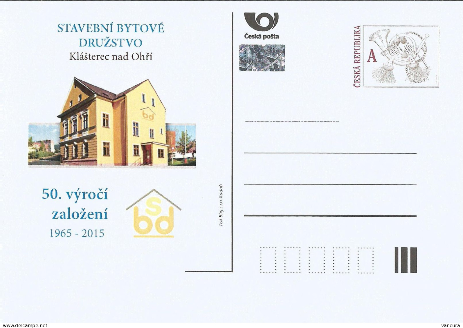 CDV C Czech Republic Coop Of Klasterec Nad Ohri 2015 - Cartes Postales