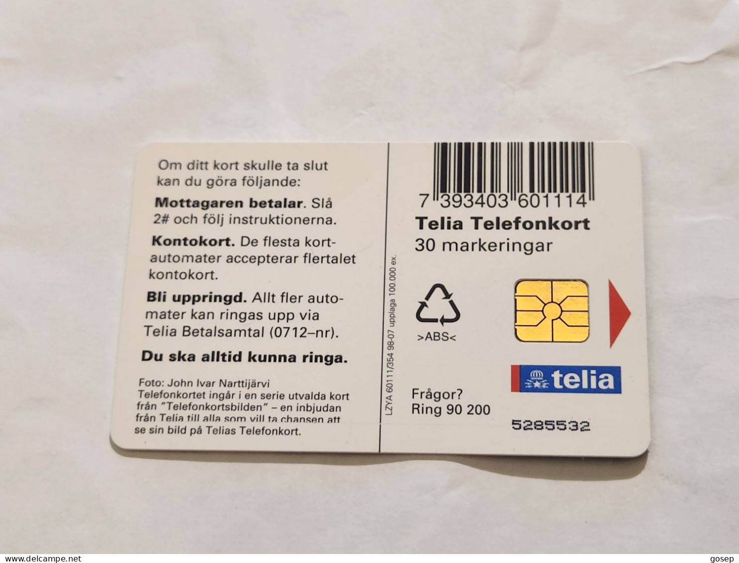 SWEDEN-(SE-TEL-030-0354)-Ice Crystals 1-Is-(6)(30 Telefonkort)(tirage-100.000)(5285532)-used Card+1card Prepiad Free - Suecia