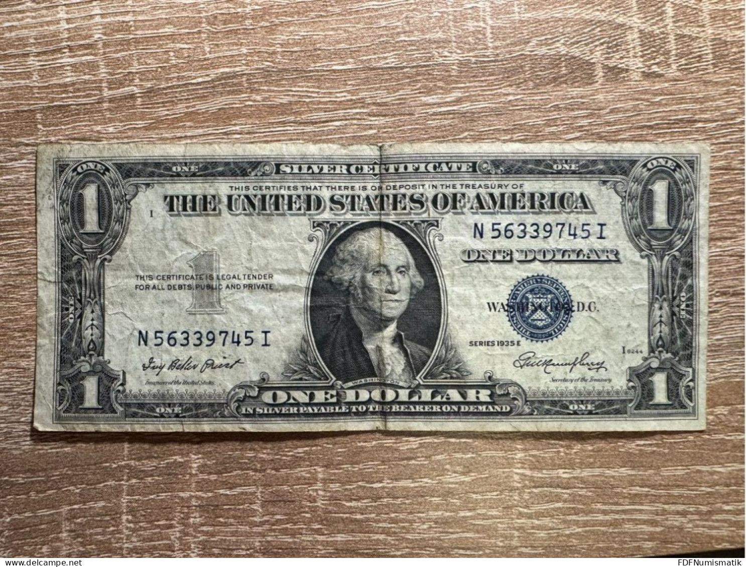 USA. 1 Dollar Silver Certificate ，F Condition，1935E - Certificaten Van Zilver (1928-1957)