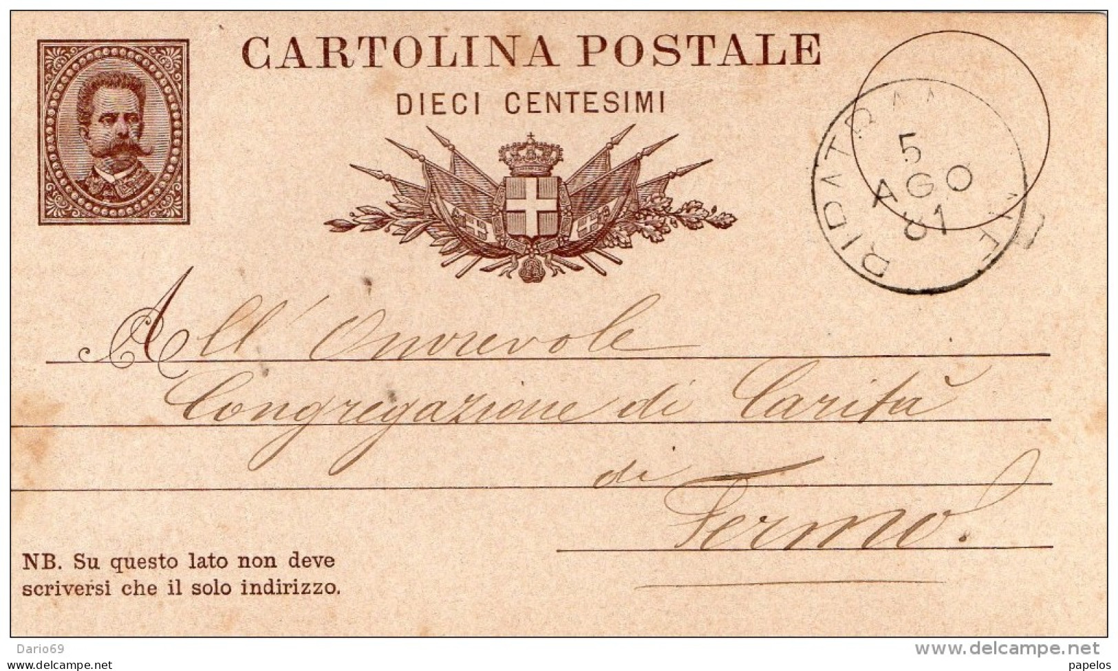 1897  CARTOLINA   CON ANNULLO Sant'eufemia Della Fonte BRESCIA - Entiers Postaux