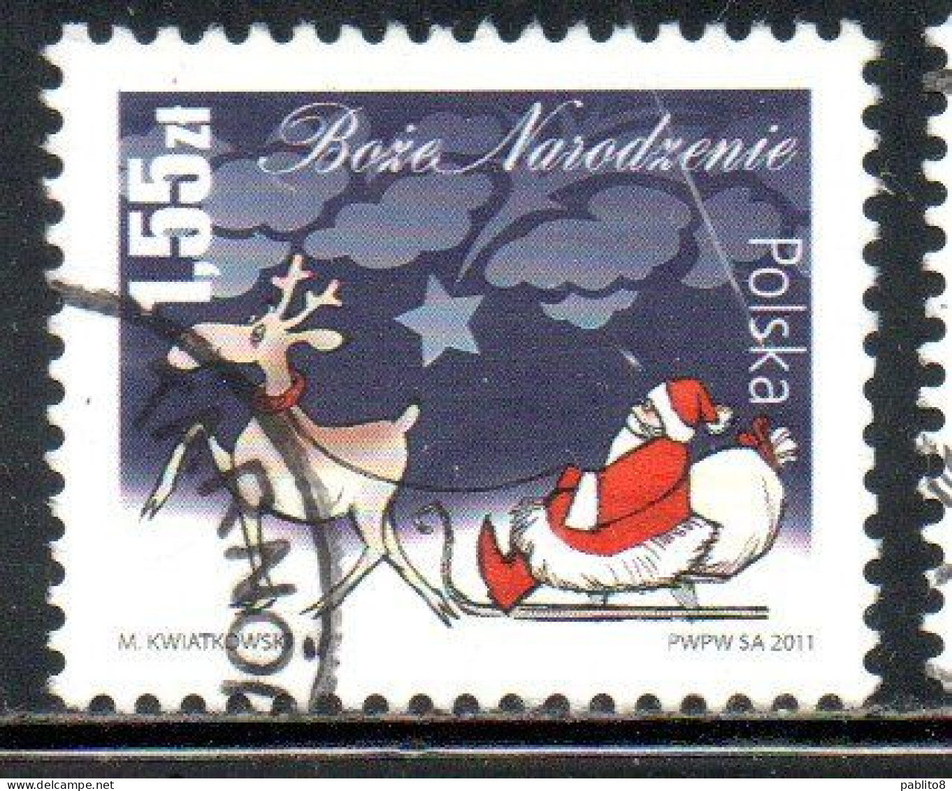 POLONIA POLAND POLSKA 2011 CHRISTMAS SANTA CLAUS 1.55z USED USATO OBLITERE' - Gebraucht