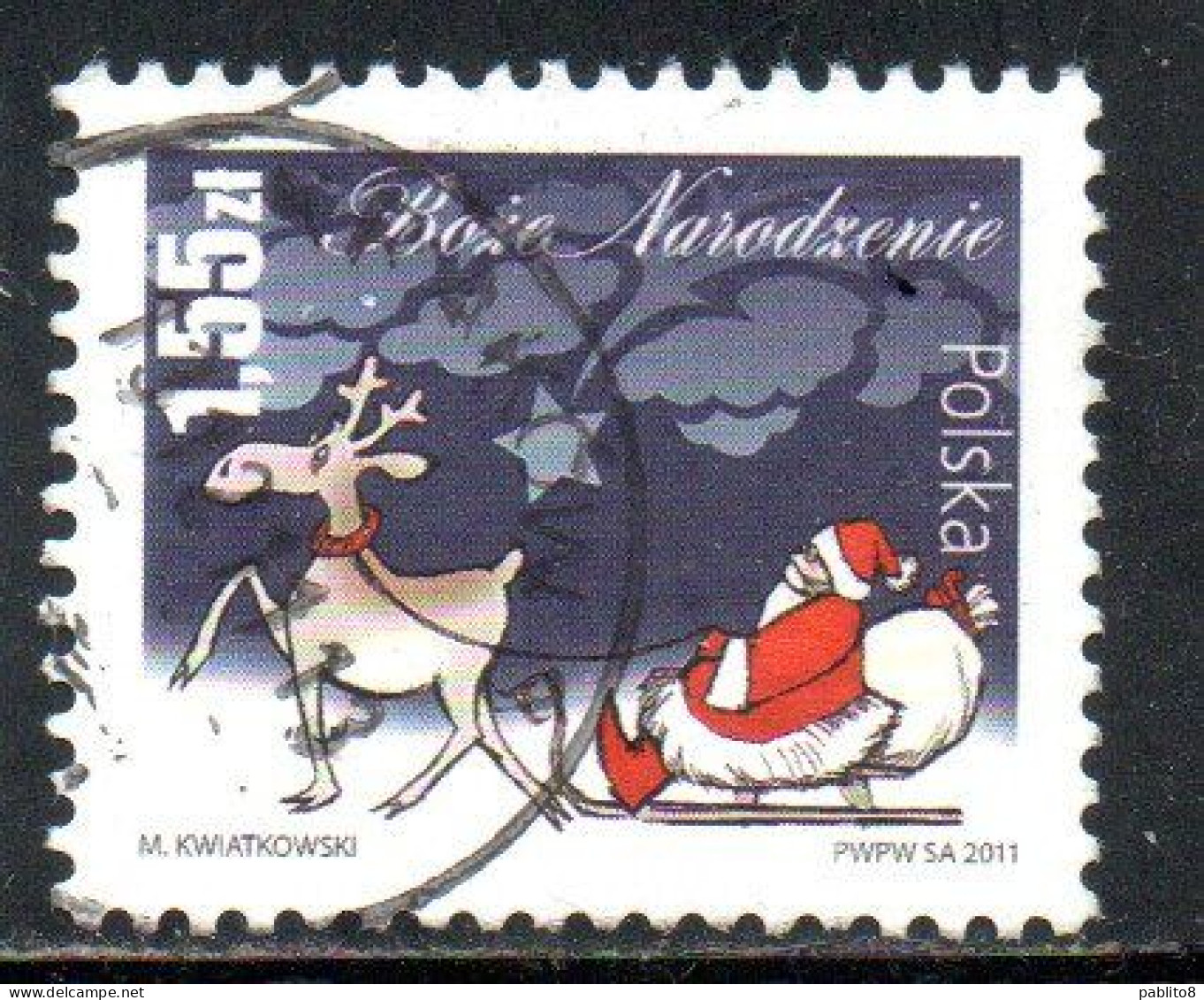 POLONIA POLAND POLSKA 2011 CHRISTMAS SANTA CLAUS 1.55z USED USATO OBLITERE' - Gebraucht