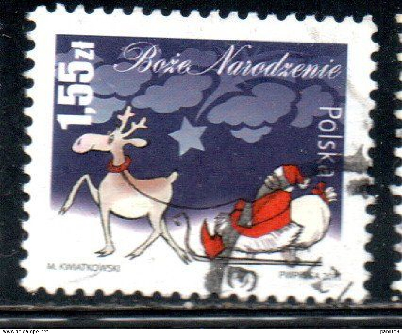 POLONIA POLAND POLSKA 2011 CHRISTMAS SANTA CLAUS 1.55z USED USATO OBLITERE' - Used Stamps