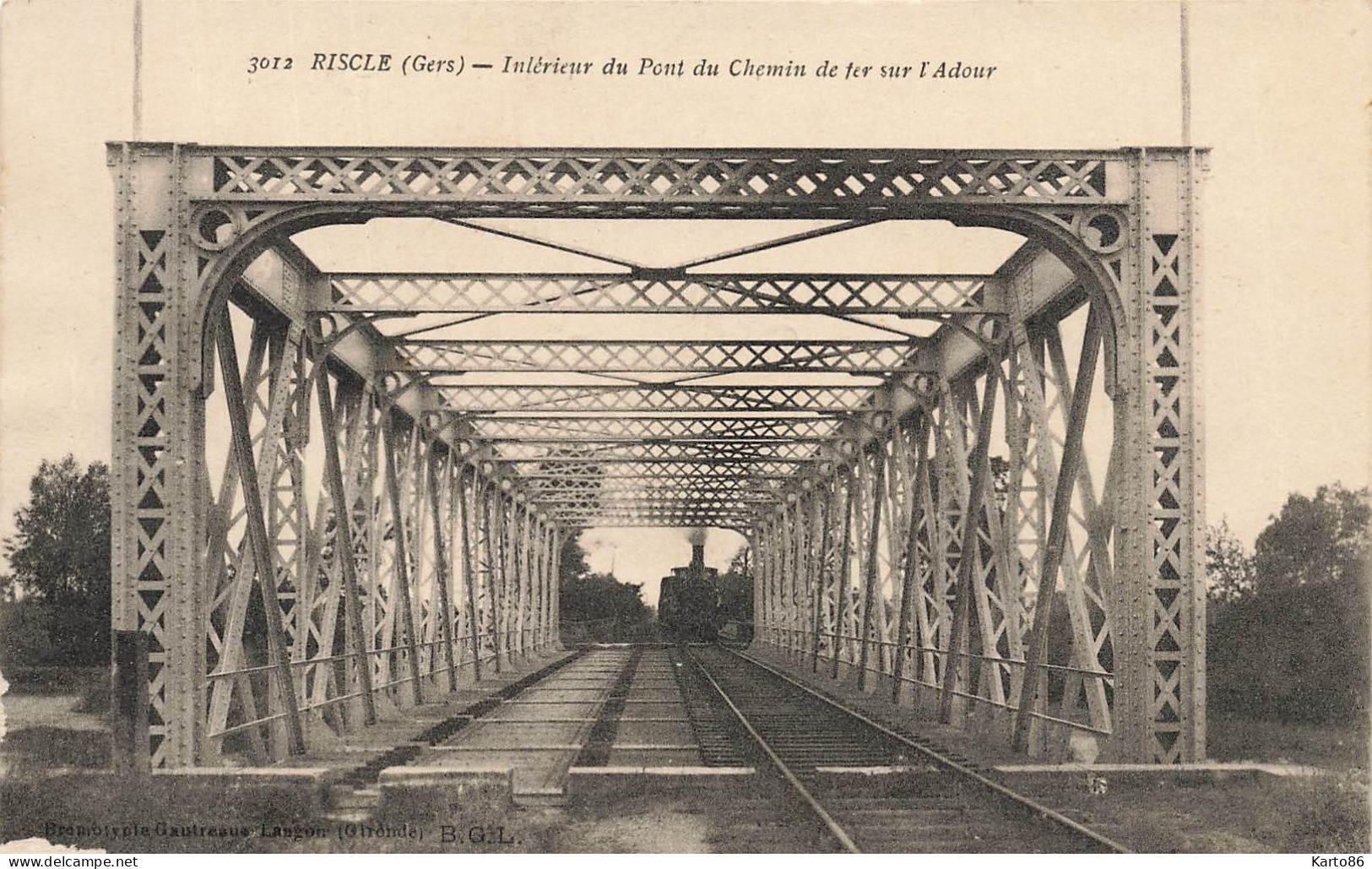 Riscle * Intérieur Du Pont Du Chemin De Fer Sur L'adour * Ligne Train Locomotive Machine - Riscle