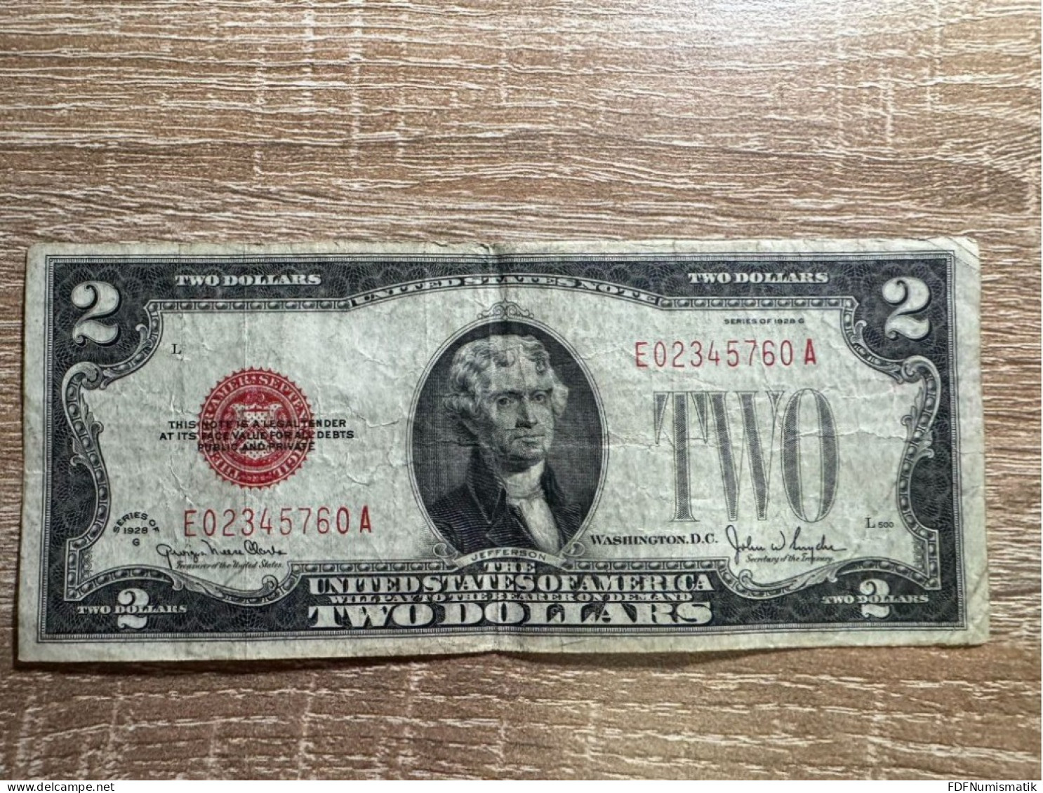 USA. 2 Dollars UNITED STATES NOTE ，F Condition，1928G - Biljetten Van De Verenigde Staten (1928-1953)