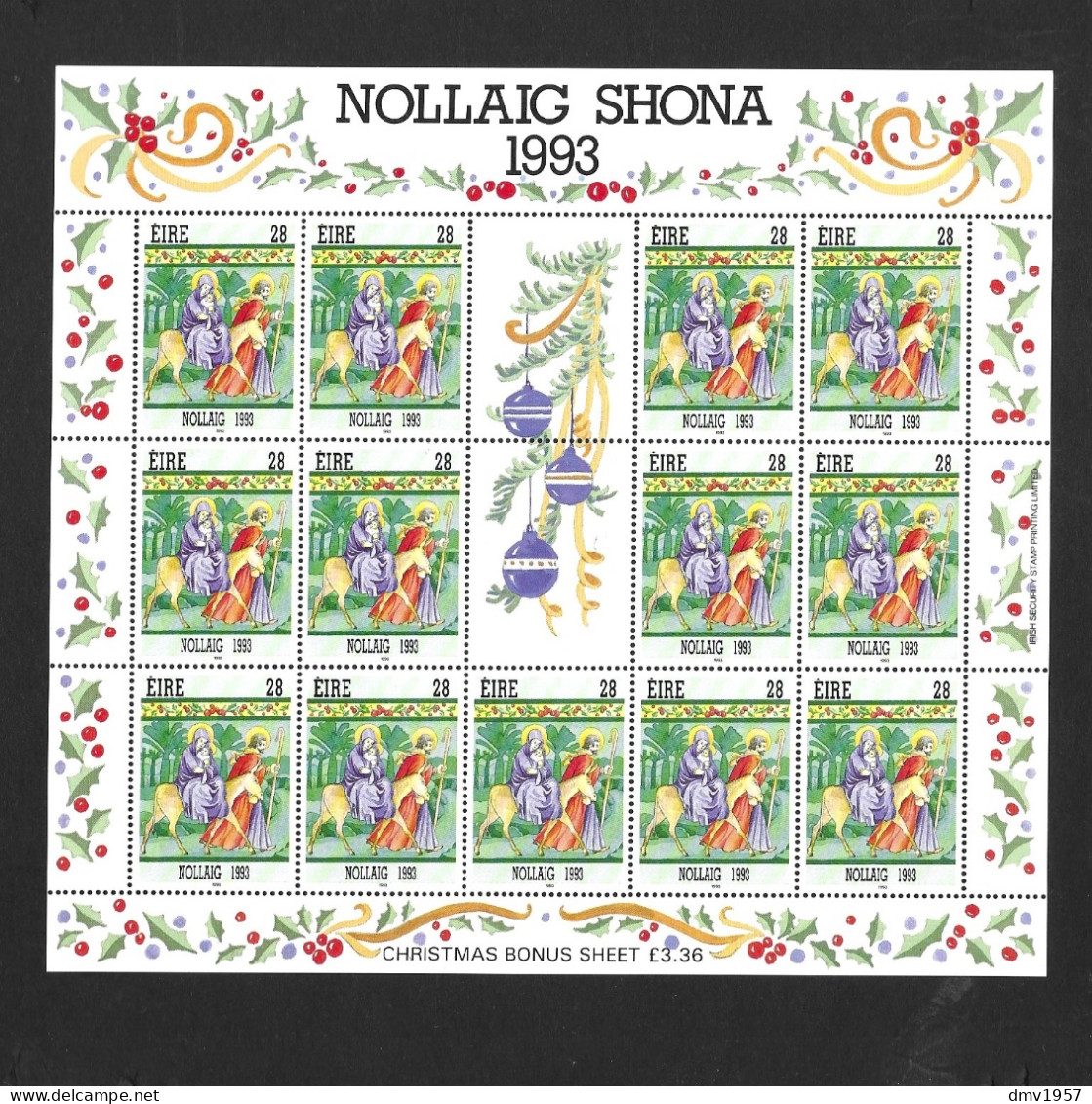 Ireland 1993 MNH Christmas Sg 890 Sheetlet - Neufs