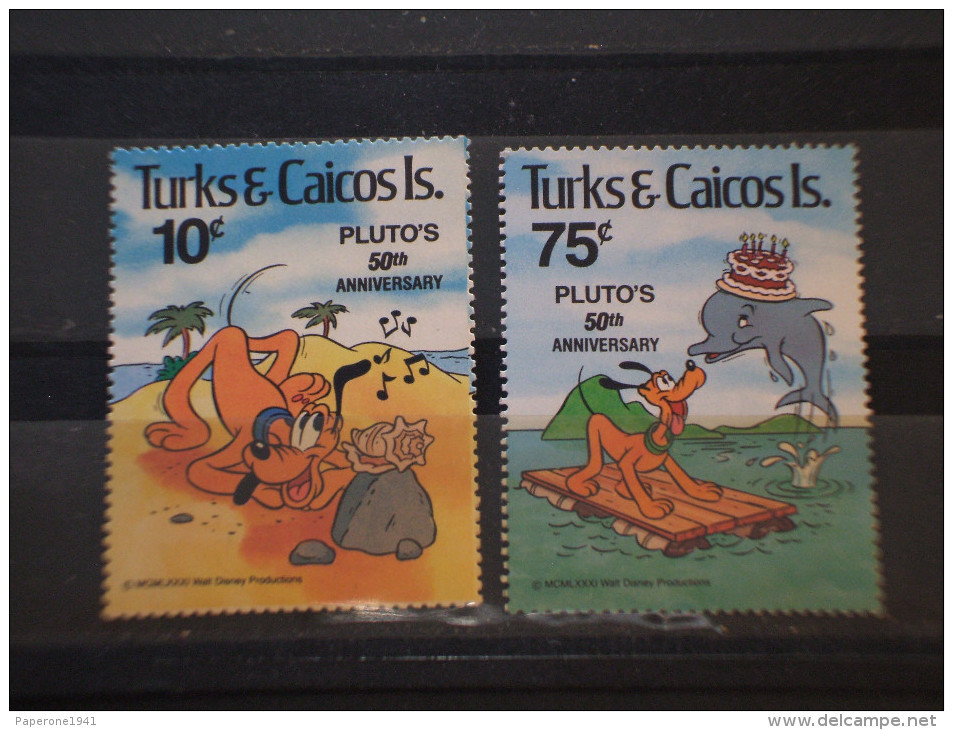 TURKS CAICOS - 1981  PERSONAGGI DI W.D./50° DI PLUTO (cane-dog) 2 VALORI - NUOVI(++) - Turks & Caicos (I. Turques Et Caïques)