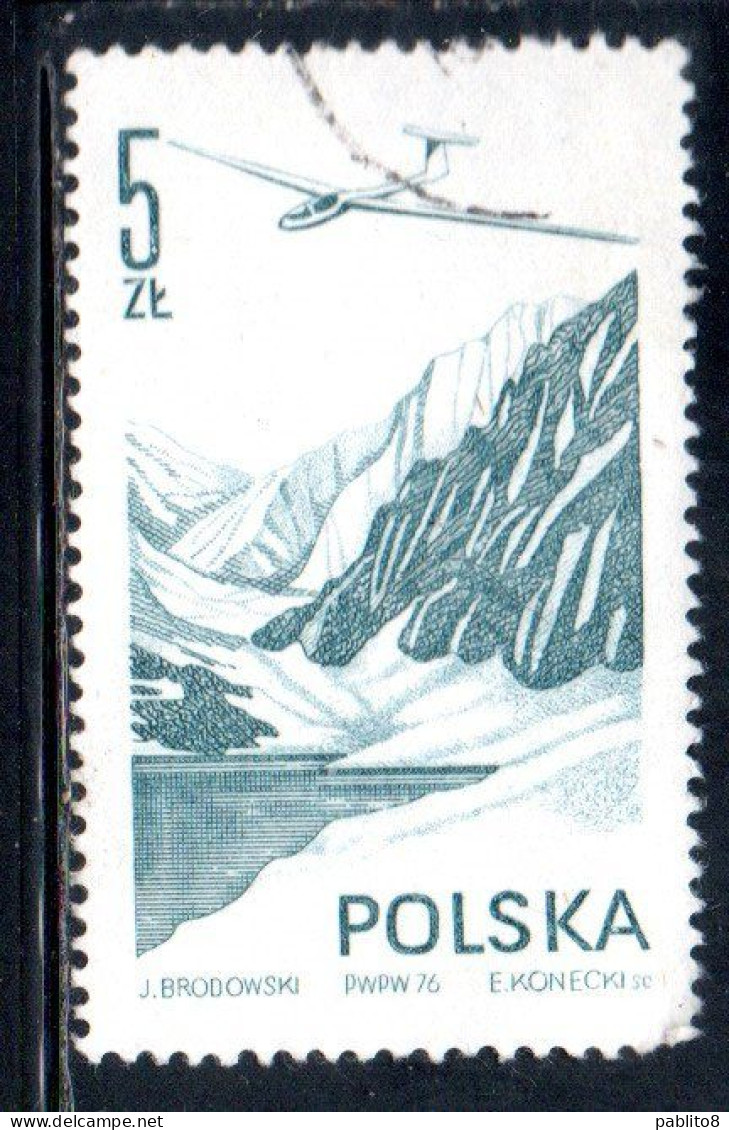 POLONIA POLAND POLSKA 1976 1978 AIR POST MAIL AIRMAIL CONTEMPORARY AVIATION JANTAR GLIDER 5g USED USATO OBLITERE' - Gebraucht