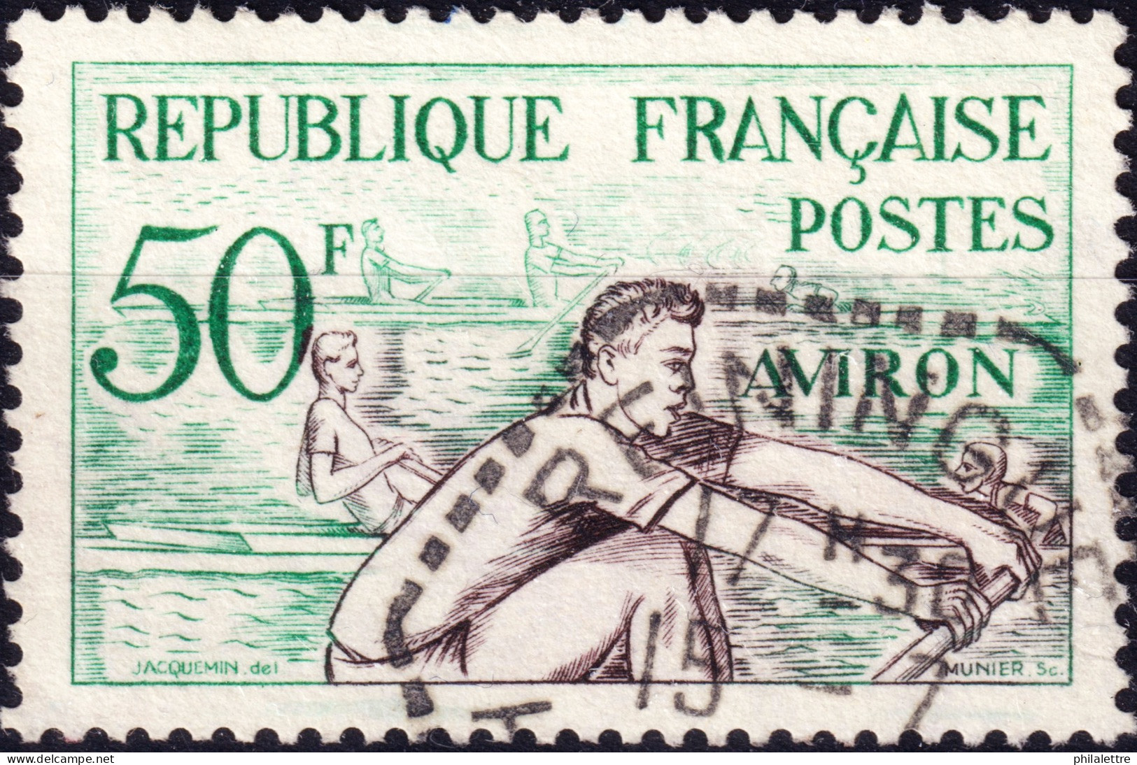 FRANCE - 1953 TàD Hexag. "REININGUE / HAUT-RHIN" (Type F7 Des Agences Postales) Sur Yv.964 50fr Aviron - Used Stamps