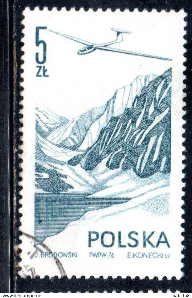 POLONIA POLAND POLSKA 1976 1978 AIR POST MAIL AIRMAIL CONTEMPORARY AVIATION JANTAR GLIDER 5g USED USATO OBLITERE' - Gebraucht