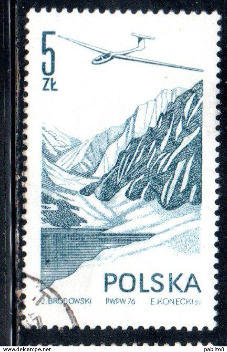 POLONIA POLAND POLSKA 1976 1978 AIR POST MAIL AIRMAIL CONTEMPORARY AVIATION JANTAR GLIDER 5g USED USATO OBLITERE' - Usados