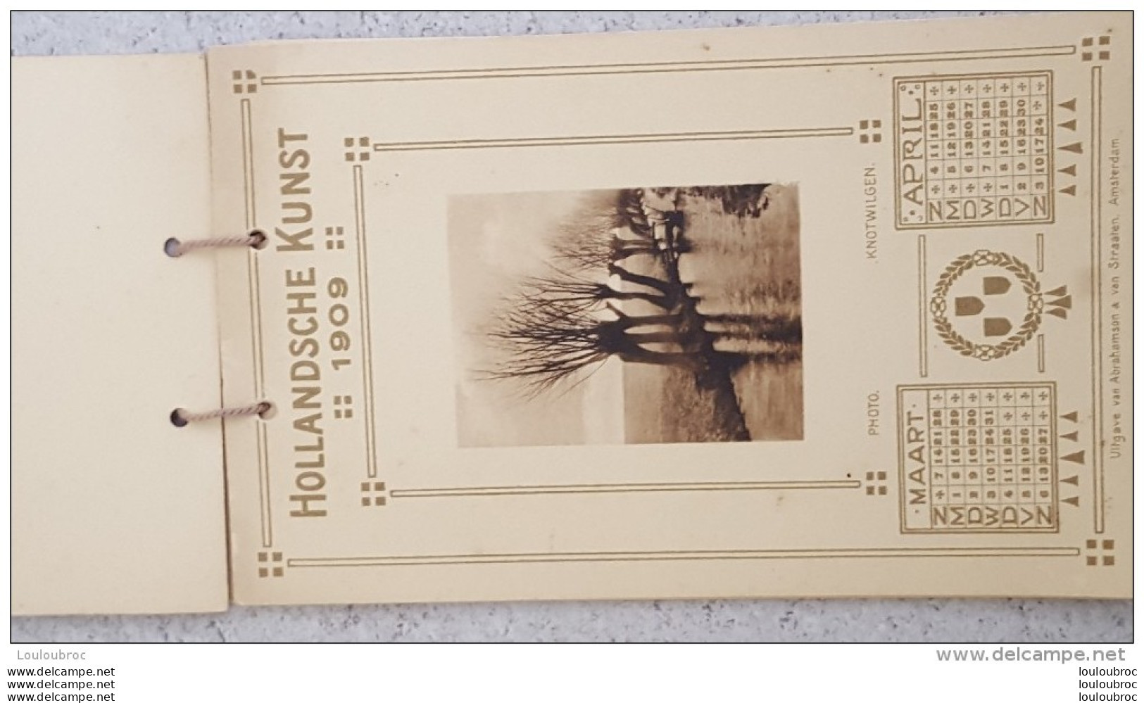 CALENDRIER 1909 SIX PLANCHES  FORMAT 16 X 10 CM TENUS PAR FICELLE  HOLLANDSCHE KUNST  VOIR LES SIX SCANS - Formato Grande : 1901-20