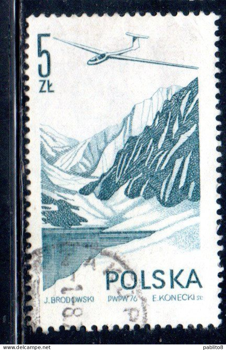 POLONIA POLAND POLSKA 1976 1978 AIR POST MAIL AIRMAIL CONTEMPORARY AVIATION JANTAR GLIDER 5g USED USATO OBLITERE' - Usati