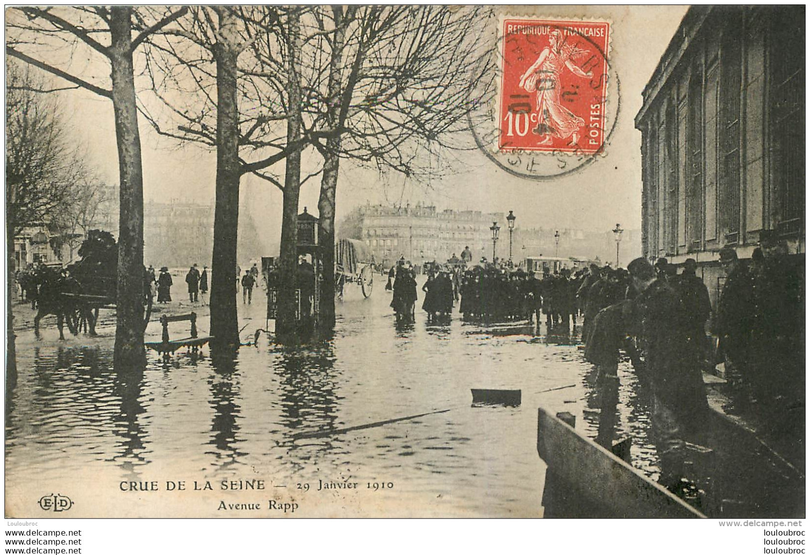 PARIS VII AVENUE RAPP CRUE DE LA SEINE JANVIER 1910 - District 07