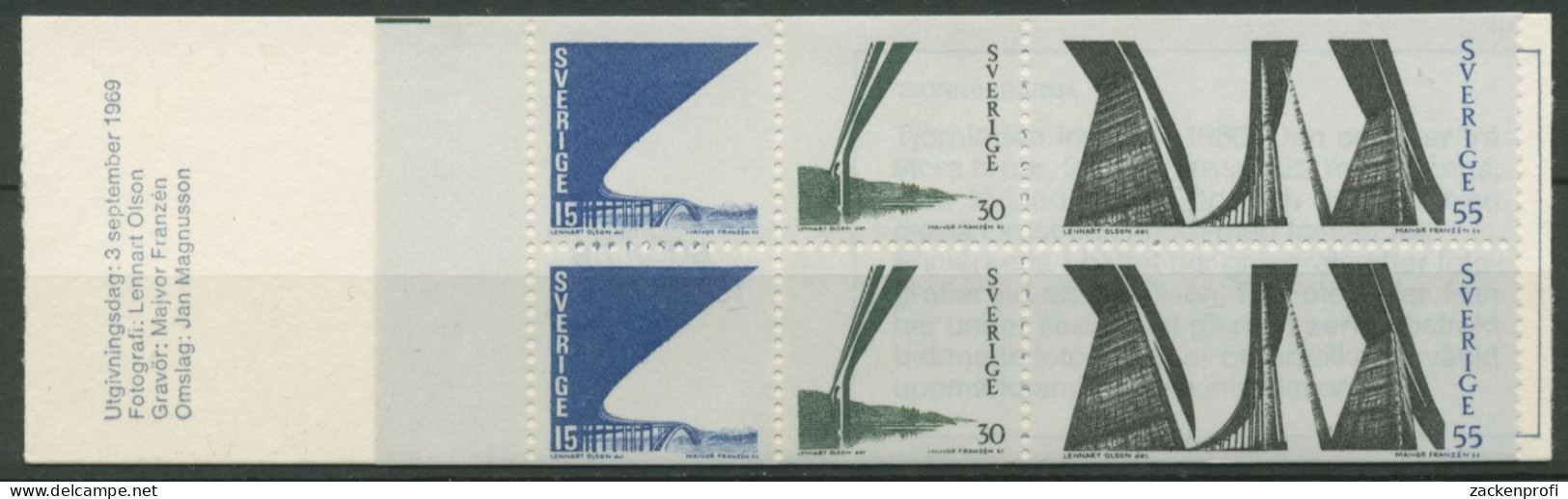 Schweden 1969 Brücken Tjörnbrücken Markenheftchen MH 22 Postfrisch (C60535) - 1951-80