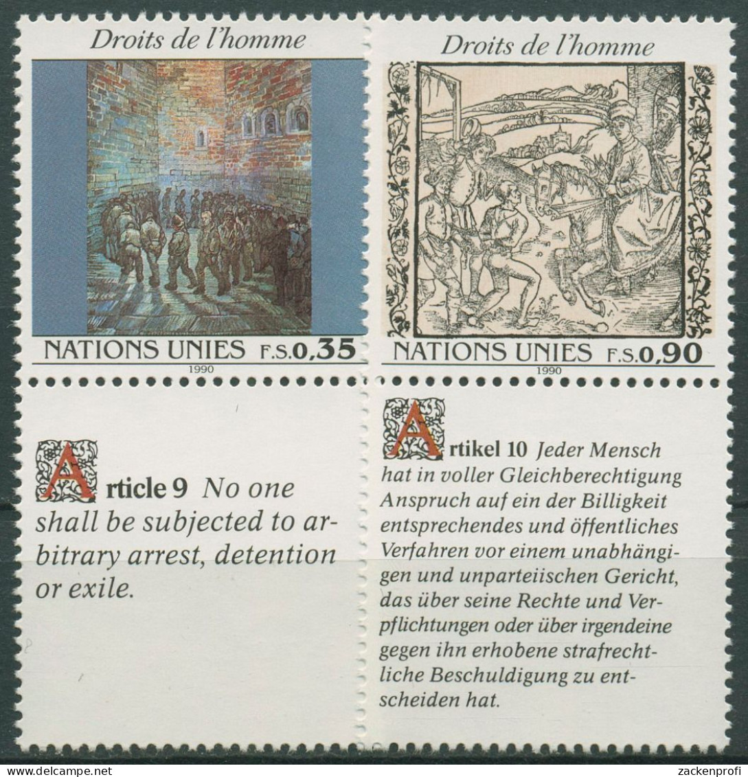 UNO Genf 1990 Erklärung Der Menschenrechte Gemälde 192/93 Zf Postfrisch - Unused Stamps