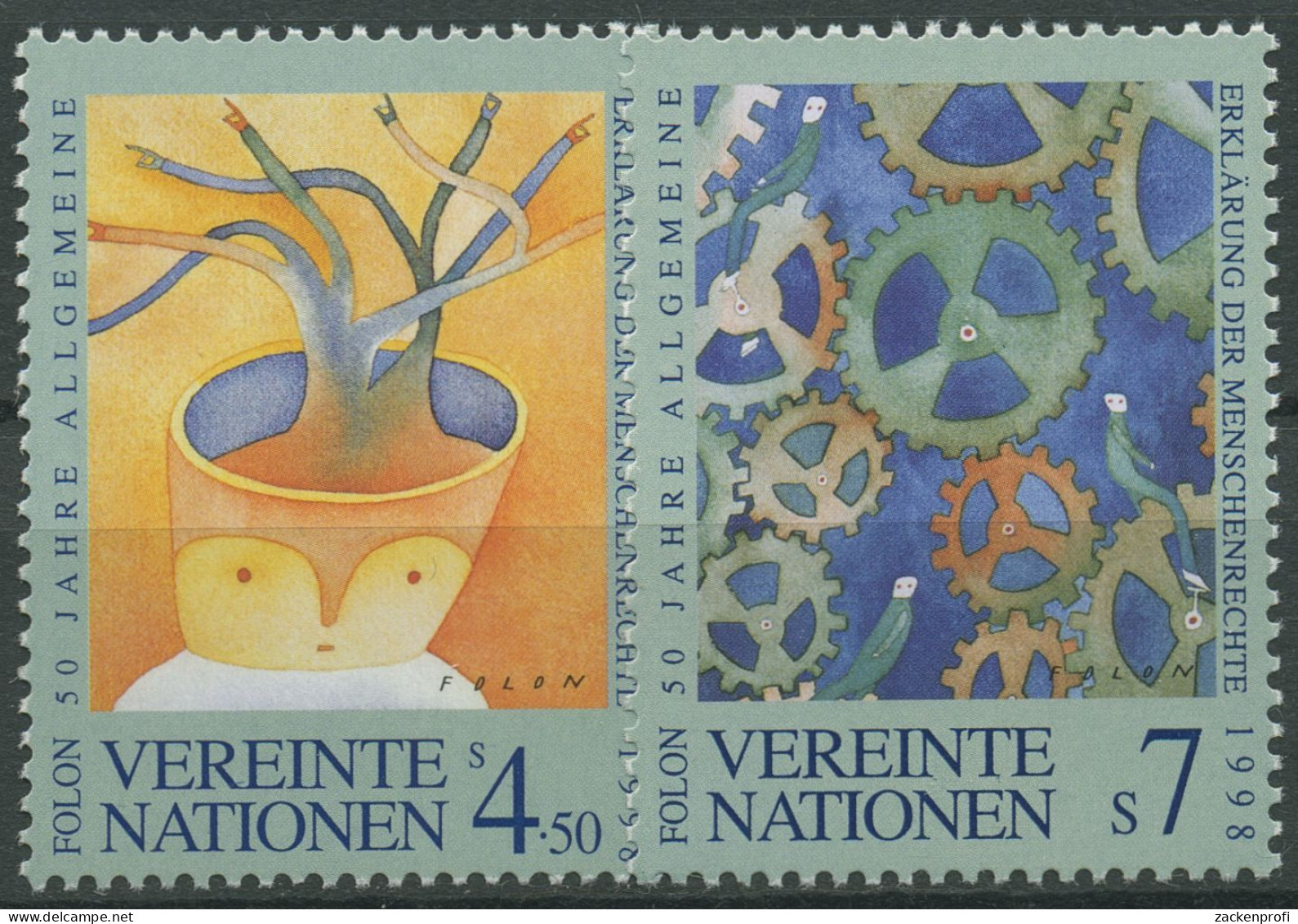 UNO Wien 1998 Erklärung Dser Menschenrechte Zeichnungen 268/69 Postfrisch - Unused Stamps