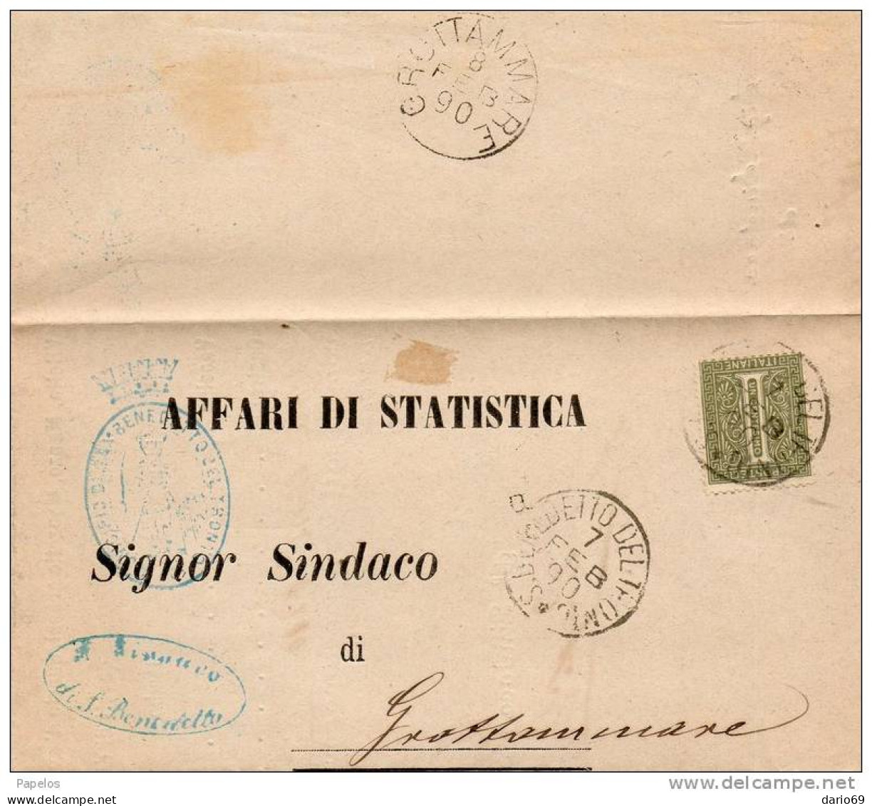 1890  LETTERA CON ANNULLO S. BENEDETTO DEL TRONTO + ANNULLO GROTTAMMARE - Nuovi