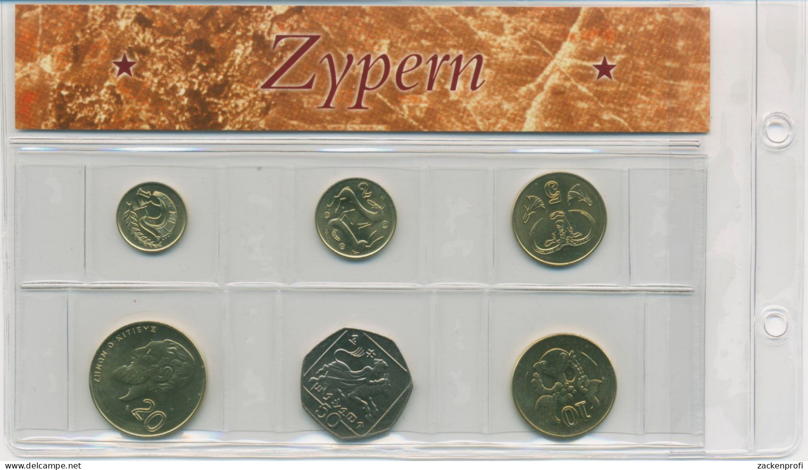 Zypern 2002/2004 Kursmünzen 1 - 50 Cents, St (m5775) - Zypern