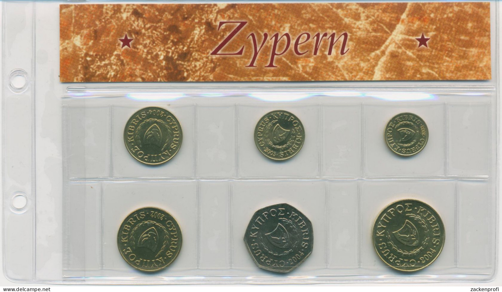 Zypern 2002/2004 Kursmünzen 1 - 50 Cents, St (m5775) - Chypre