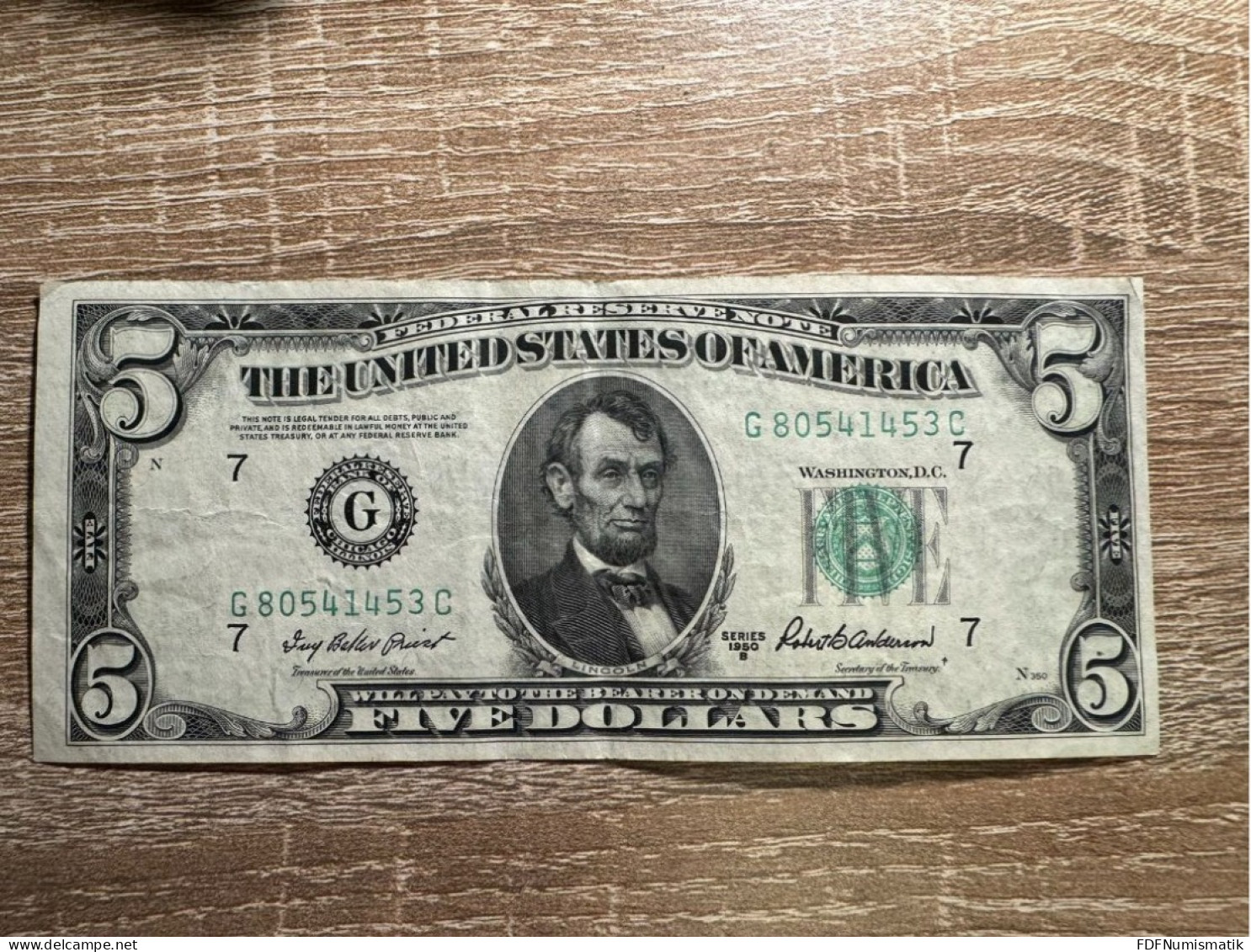 USA. 5 Dollars  Federal Reserve Note ，EF-gEF Condition，1950B - Billets De La Federal Reserve (1928-...)