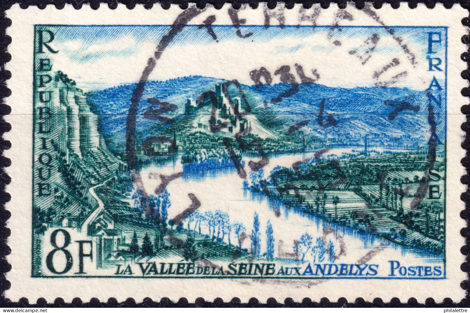 FRANCE - 1954 TàD "LYON TERREAUX / RHONE" (type A7) Sur Yv.977 8fr Les Andelys - Gebruikt