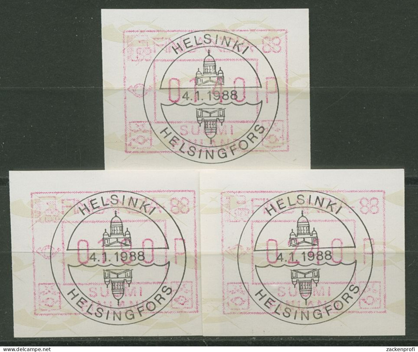 Finnland Automatenmarken 1988 FINLANDIA '88 Satz ATM 4.1 S 1 Gestempelt - Automaatzegels [ATM]