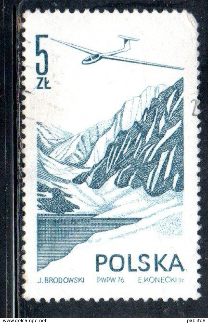 POLONIA POLAND POLSKA 1976 1978 AIR POST MAIL AIRMAIL CONTEMPORARY AVIATION JANTAR GLIDER 5g USED USATO OBLITERE' - Oblitérés