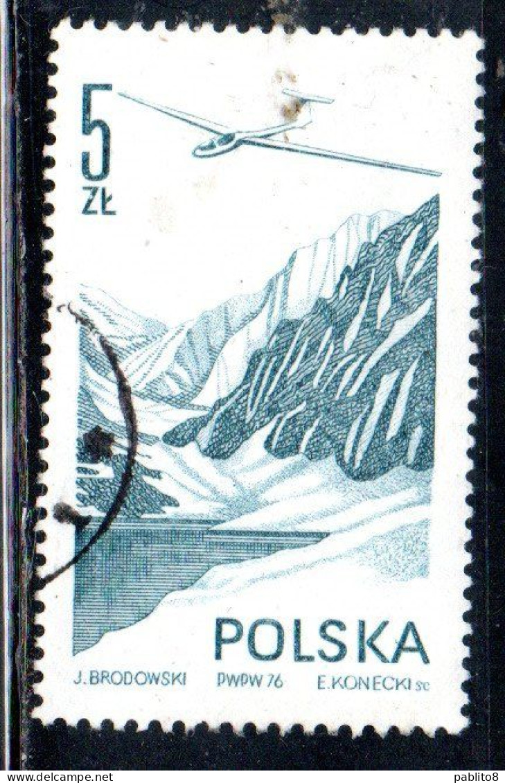 POLONIA POLAND POLSKA 1976 1978 AIR POST MAIL AIRMAIL CONTEMPORARY AVIATION JANTAR GLIDER 5g USED USATO OBLITERE' - Usados