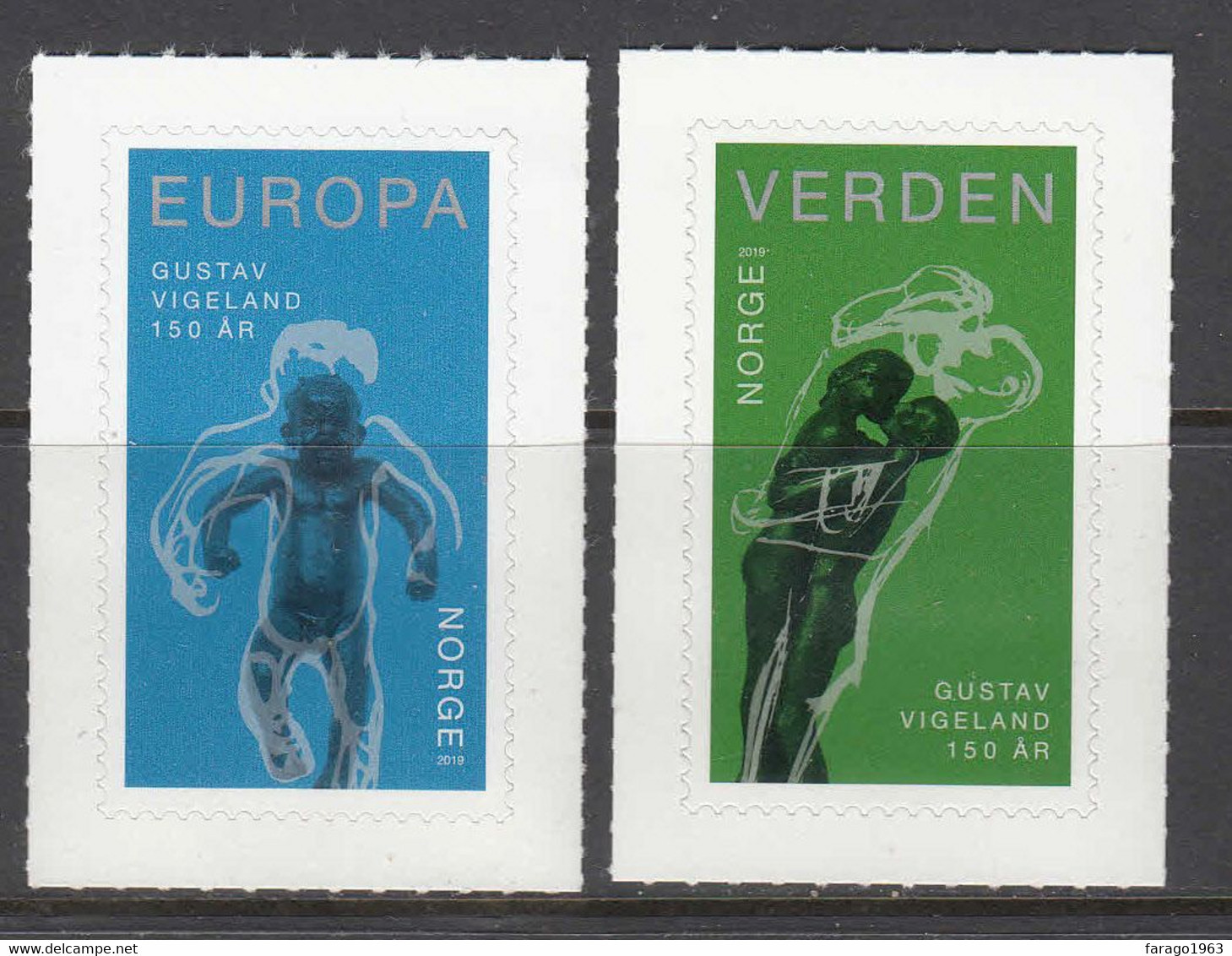 2019 Norway Vigeland Art SILVER Complete Set Of 2 MNH @ BELOW FACE VALUE - Ongebruikt